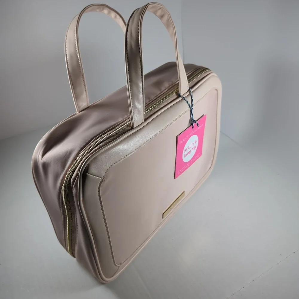 Tartan + Twine Long Trip Cosmetic Makeup Travel Bag Pink/Peach NEW WITH TAGS